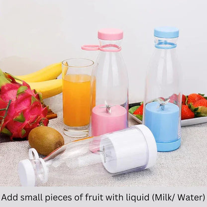 BLENDER PORTABLE JUICER FOR SMOOTHIE-JUICE-VEGETABLE SHAKES WITH 6 BLADES WIRELESS CHARGING MINI PERSONAL SIZE MIXER BOTTLE GRINDER 420 ML