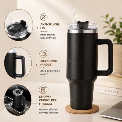 Double Wall Vacuum Insulation Stainless Steel Anti-Splash Tumbler