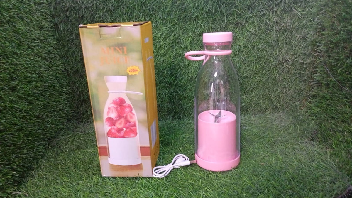 BLENDER PORTABLE JUICER FOR SMOOTHIE-JUICE-VEGETABLE SHAKES WITH 6 BLADES WIRELESS CHARGING MINI PERSONAL SIZE MIXER BOTTLE GRINDER 420 ML